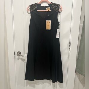 Nue by Shani Black Dress with Embellished Shoulders
